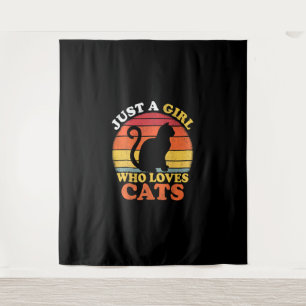 Cat Lover Vintage Just A Girl Who Loves Cats Tapestry