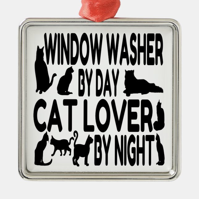 Cat Lover Window Washer Metal Tree Decoration (Front)