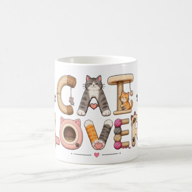Cat Lover Word Art Coffee Mug (Center)