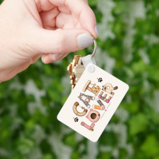 Cat Lover Word Art Key Ring