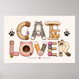 Cat Lover Word Art Poster