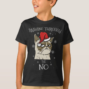 Cat Lover Xmas Gifts Dashing Through No Grumpy Chr T-Shirt