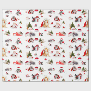 Cat Lovers Adorable Christmas Kittens Wrapping Paper