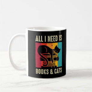 Cat Lovers - All I need is books & Cats Book Long  Coffee Mug