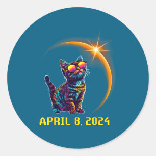 Cat Lovers Astronomy Solar Eclipse Classic Round Sticker