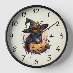 Cat Lover's Black Cat Halloween Cat Mum Clock
