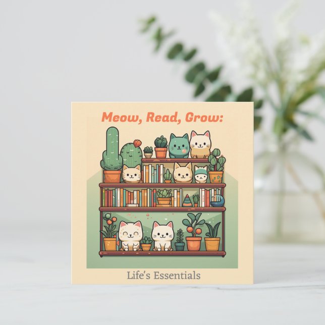 Cat Lovers & Book Lovers & Plant Lovers Holiday Card (Standing Front)