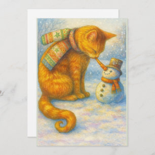 Cat Lover's Christmas Sarah and the Snowman Holiday Card