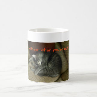 Cat-lovers coffee mug; tabby cat sleeping, mug w/
