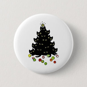 Cat Lovers Cute And Fun Holiday Tree Christmas  6 Cm Round Badge