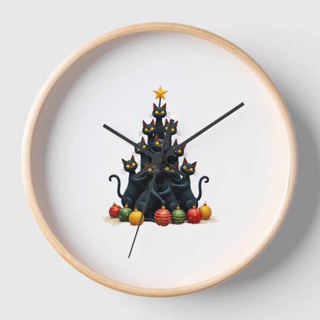 Cat Lovers Cute and Funny Holiday Tree Christmas 2 Clock (Front)