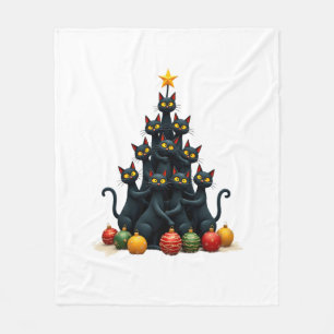 Cat Lovers Cute and Funny Holiday Tree Christmas 2 Fleece Blanket