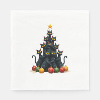 Cat Lovers Cute and Funny Holiday Tree Christmas 2 Napkin