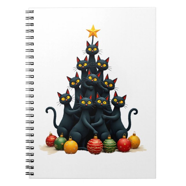 Cat Lovers Cute and Funny Holiday Tree Christmas 2 Notebook (Front)