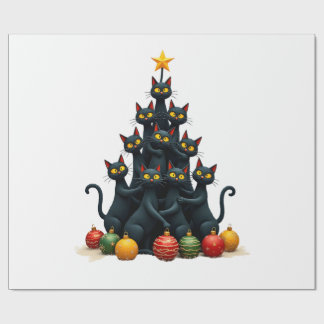 Cat Lovers Cute and Funny Holiday Tree Christmas 2 Wrapping Paper