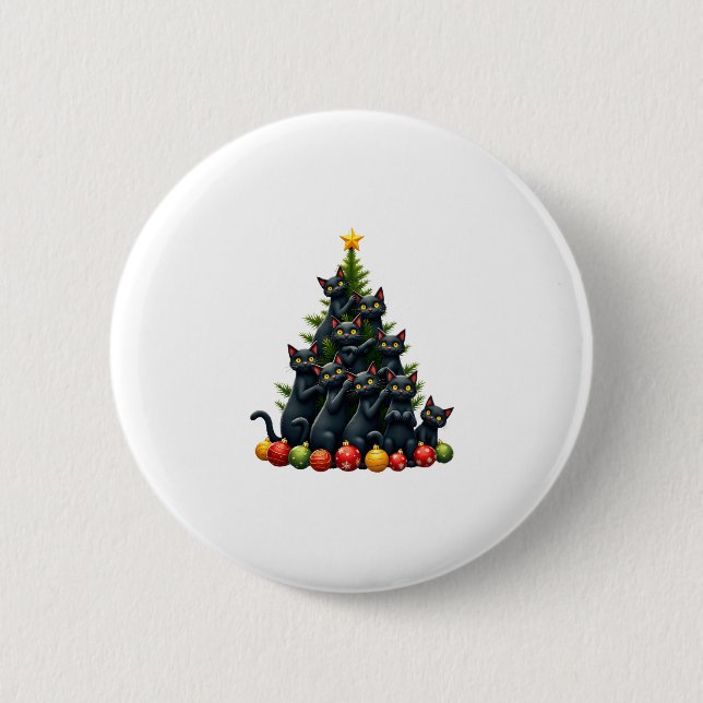 Cat Lovers Cute and Funny Holiday Tree Christmas 3 6 Cm Round Badge (Front)