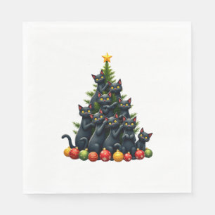 Cat Lovers Cute and Funny Holiday Tree Christmas 3 Napkin