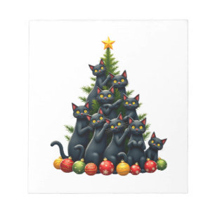 Cat Lovers Cute and Funny Holiday Tree Christmas 3 Notepad