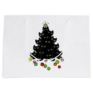 Cat Lovers Cute and Funny Holiday Tree Christmas Large Gift Bag