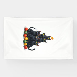 Cat Lovers Cute and Funny Holiday Tree Christmas M Banner