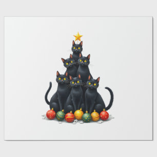 Cat Lovers Cute and Funny Holiday Tree Christmas M Wrapping Paper