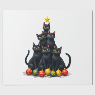 Cat Lovers Cute and Funny Holiday Tree Christmas M Wrapping Paper