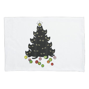 Cat Lovers Cute and Funny Holiday Tree Christmas Pillowcase