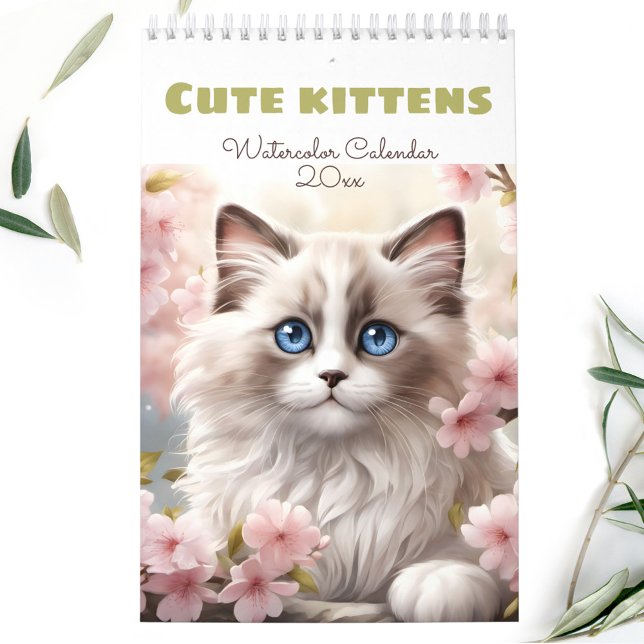 Cat Lovers Cute Kittens Watercolor Seasonal Calendar (Cat Lovers Cute Kittens Watercolor Seasonal Calendar)