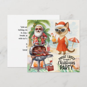 Cat Lovers for Christmas in July Party Invitation