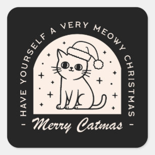 Cat lovers funny humour puns Christmas wishes Square Sticker