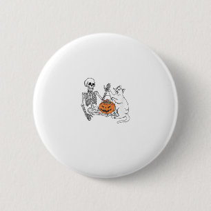 Cat Lovers Halloween Funny Skeleton and Cat Lazy C 6 Cm Round Badge