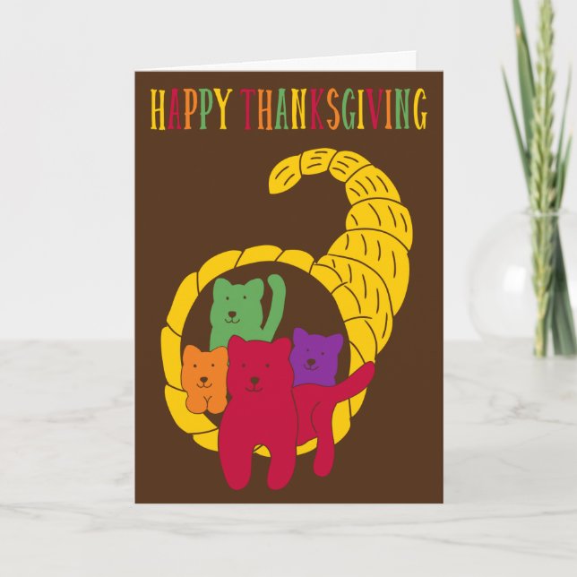Cat Lovers Happy Thanksgiving Card (Front)