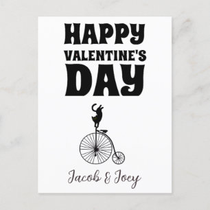 cat lovers, Happy valentines day personalise name Postcard