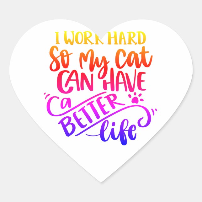 Cat lover's heart sticker (Front)