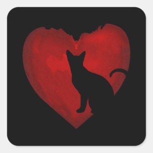 Cat Lovers hearts Valentine Day Gifts For Couple Square Sticker