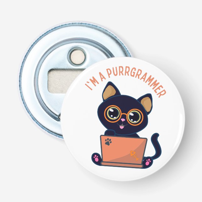 Cat Lovers I'm a purrgrammer Programmer Bottle Opener (Front)