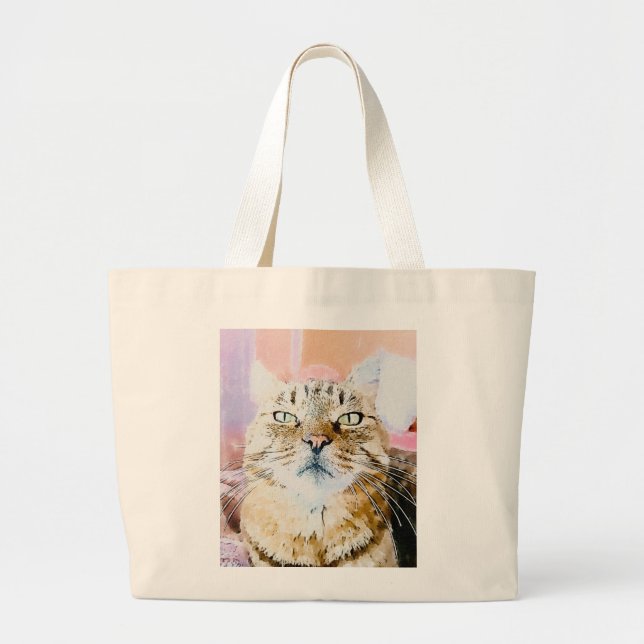 Cat Lover's  Large Tote Bag (Front)