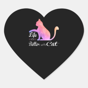 Cat Lovers Life Is Better With Cat Owner Gift Heart Sticker