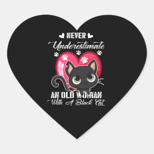 Cat Lovers Love Cat Woman Black Cat Owner Gift Heart Sticker