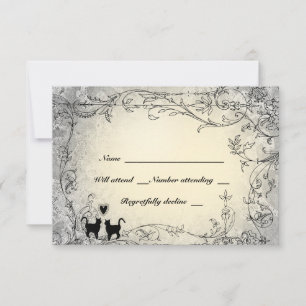 Cat Lovers Ornate Grey and Gold RSVP
