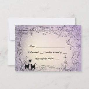 Cat Lovers Ornate Lavender RSVP Card