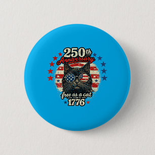 Cat Lovers Patriotic 250 Years Dom Usa Flag 4th Of 6 Cm Round Badge