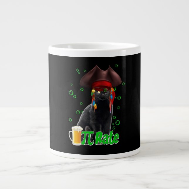 Cat Lovers | Pi Day Cat Pirate Gift Large Coffee Mug (Front)