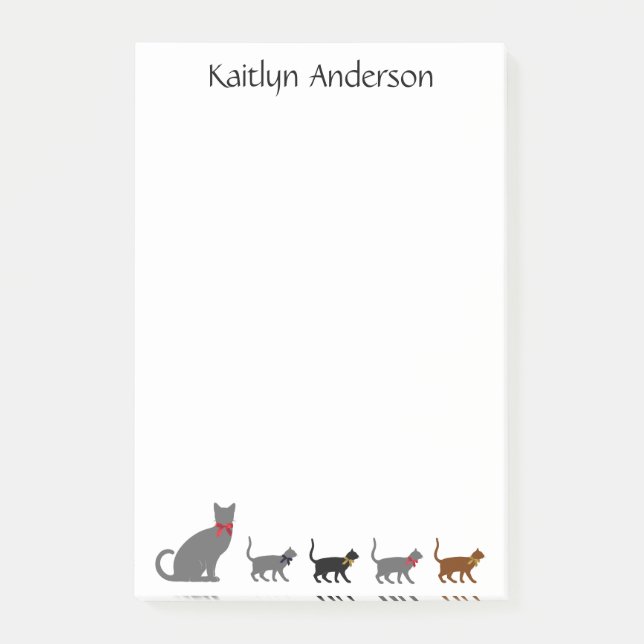 Cat Lovers' Post-It Notes, Personalise w Name Notes (Front)