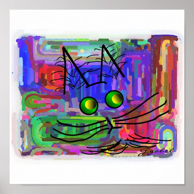Cat Lovers Poster "The Curious Abstract Cat" (Front)