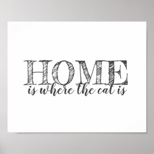 cat lovers quote poster grey and white