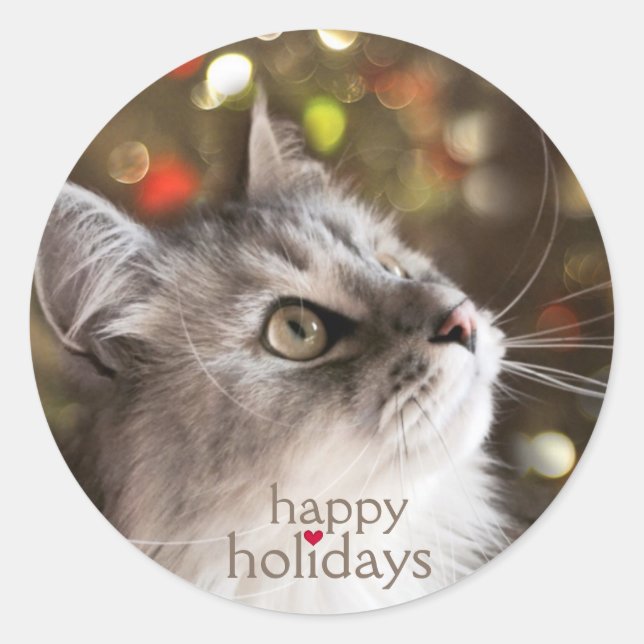 Cat Lover's Sparkling Christmas Stickers (Front)