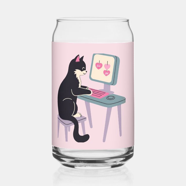 Cat lovers Tuxedo Cat Can Glass (Back)