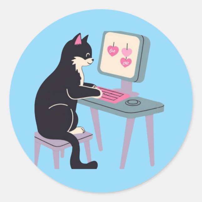 Cat lovers Tuxedo cat  Classic Round Sticker (Front)