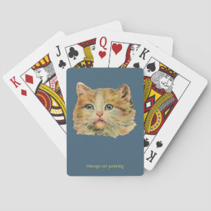CAT LOVERS ~ VINTAGE CAT ~ Ginger Blue Pink ~ Playing Cards